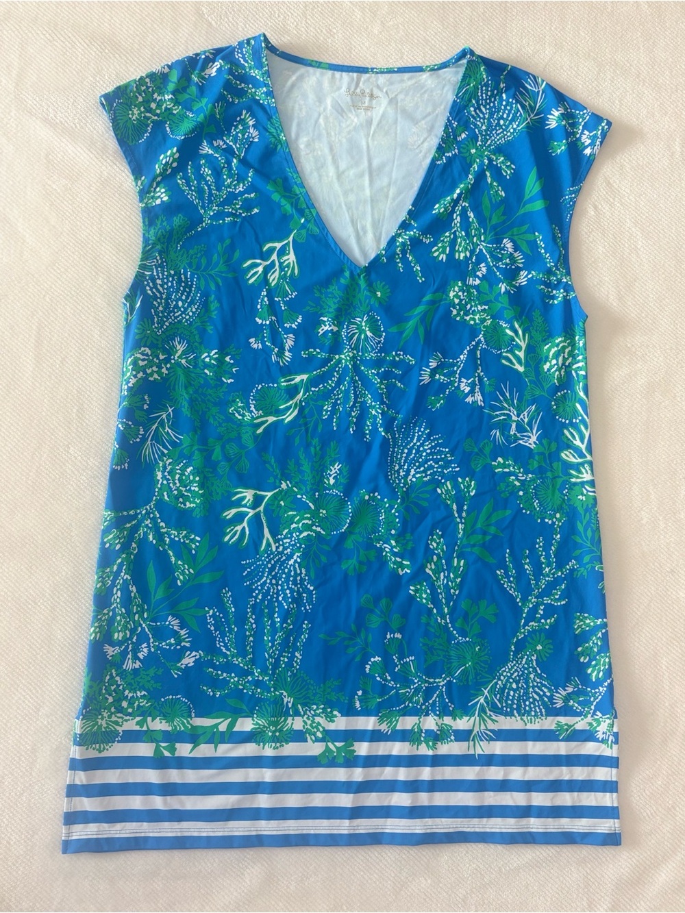 Lilly Pulitzer Blue & Green V-Neck Floral dress